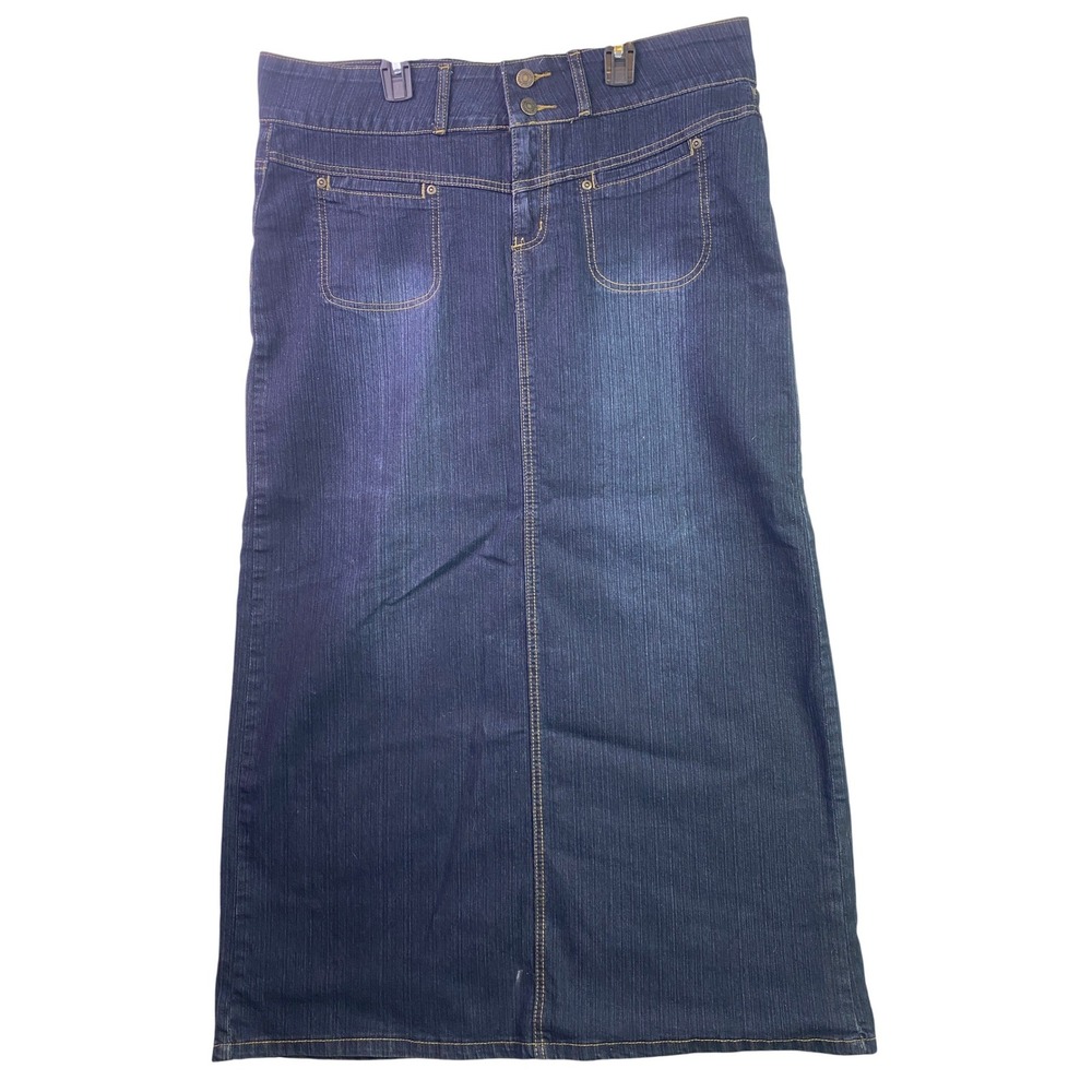 TOUGH CLUB Skirt Womens 13 Denim Maxi Teachercore Embroidered Y2K Distressed‎